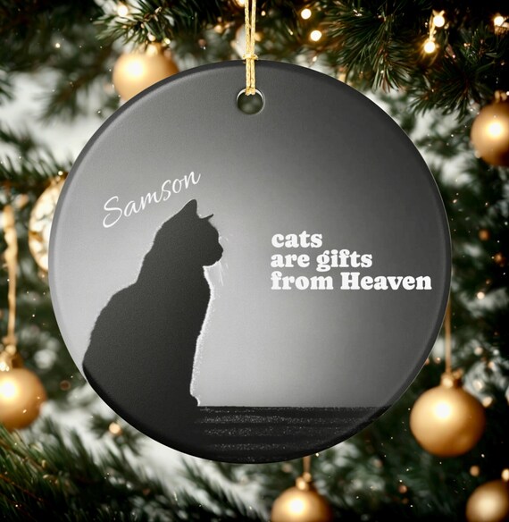 Personalized Cat Ornament - Custom Ceramic Decoration, Pet Keepsake, Cat Lover Gift, Holiday Decor, Remembrance Ornament