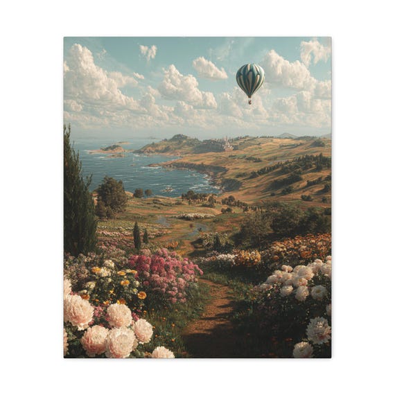 Scenic Floral Wall Art Canvas, Nature Print Home Decor, Gift for Garden Lovers, Vintage Landscape Art, Wall Decoration