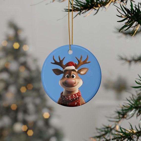 Santa's Reindeer  Ornament, Ornament, Christmas Tree Decoration, Holiday Gift, Stocking Stuffer, 2-Sided Print
