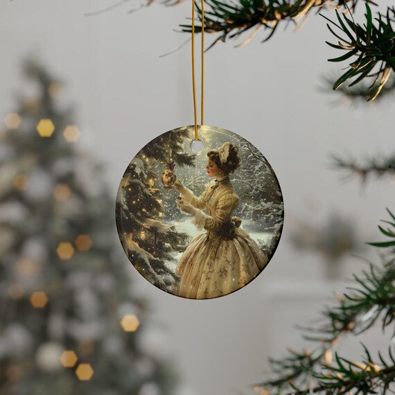 Victorian Christmas Ceramic Ornaments,Christmas Decorations, Holiday Ornaments, Festive Decor, Christmas Tree Decor, Holiday Gift