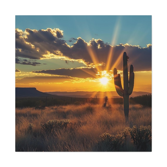 Desert Sunset Canvas Gallery Wraps for Home Decor, Nature Wall Art, Living Room Decor, Rustic Art, Gift for Nature Lovers