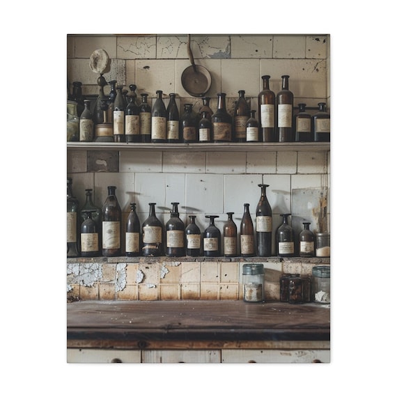 Rustic Farmhouse Bottles Print,Canvas Wall Art, Stretched Matte Canvas, Home Decor, Country Chic Art, Modern Farmhouse Wall Decor,