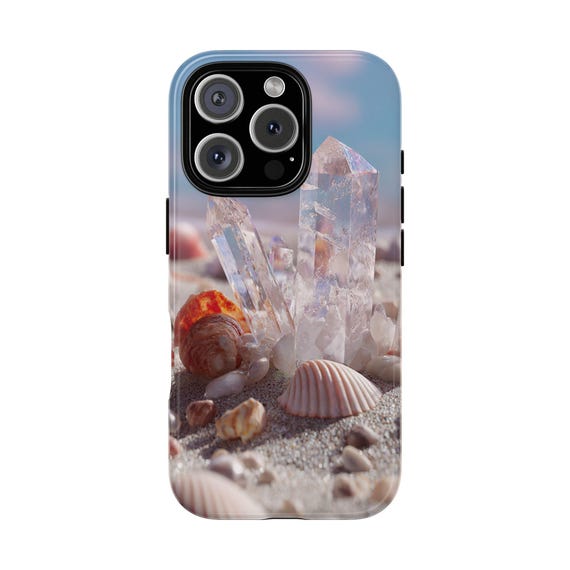 Shells and Crystals Beach-Inspired Phone Case, Coastal Decor, Crystal Shells, Ocean Lover Gift, Summer Vibe, Beach Lover Accessory