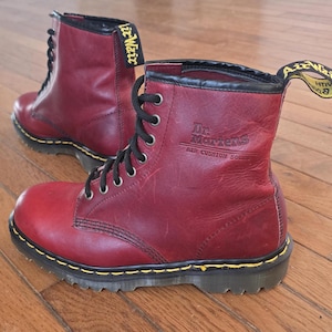 Vintage Dr. Martens Cherry Red Leather 1460 Boots - UK 7 (US 8 Men