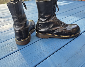 Vintage Dr. Martens Black 10-Eye Steel Toe Boots -- Size UK 10 (US 11 Men, US 12 Women) -- Made in England