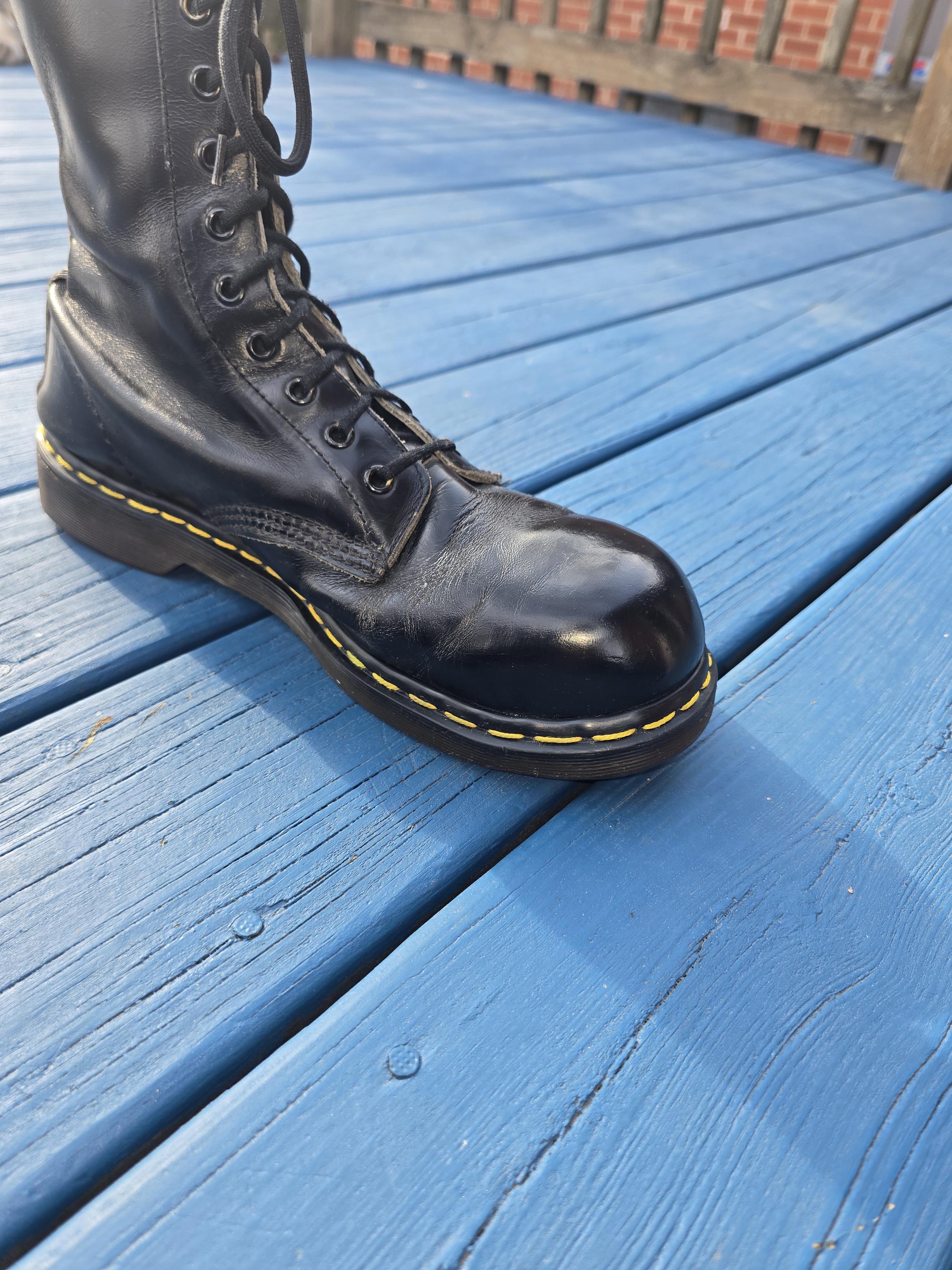 Vintage Dr. Martens Black 10-eye Steel Toe Boots -- Size UK  display picture 3