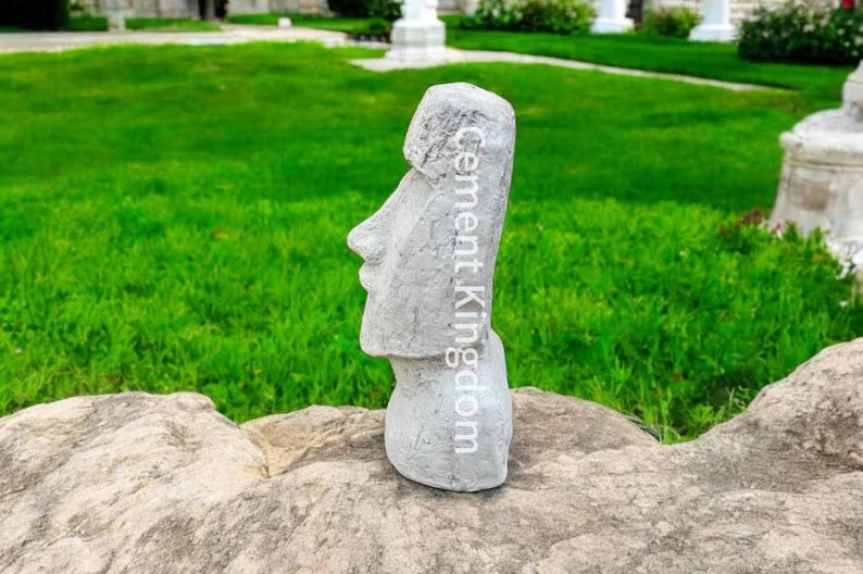 Easter Island Head Sculpture, Garden Moai Face Bust Statue, Outdoor ...