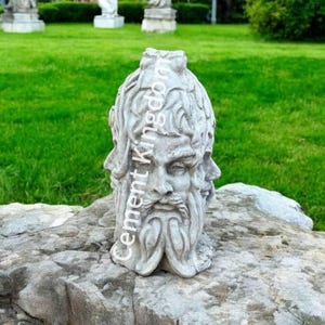 Concrete Four Seasons Faces Statue, Outdoor Garden Ornament Gift, Stone Four Seasons Faces Autumn and Winter Sides Shown, Yard Sculpture