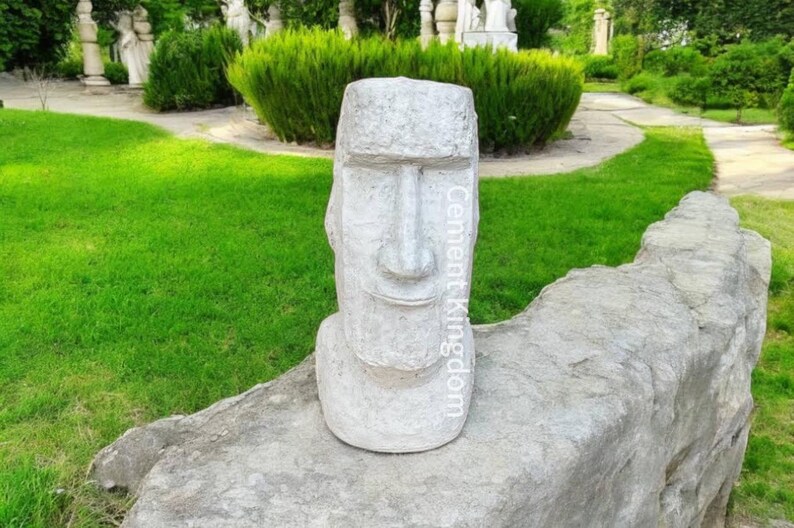 Easter Island Head Sculpture, Garden Moai Face Bust Statue, Outdoor ...