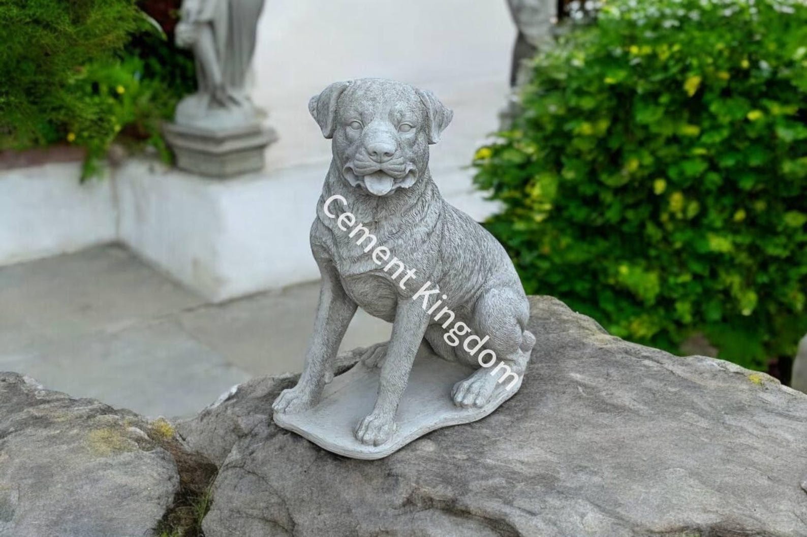 Yard Rottweiler Concrete Sculpture, Sitting Large Rottweiler Dog ...