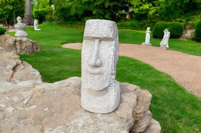 Easter Island Head Sculpture, Garden Moai Face Bust Statue, Outdoor ...