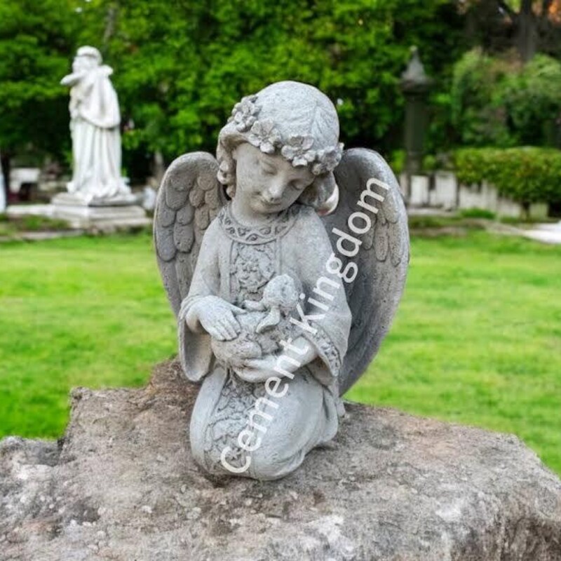 Angel Holding Rabbit Kneeling Angels Statue - Etsy