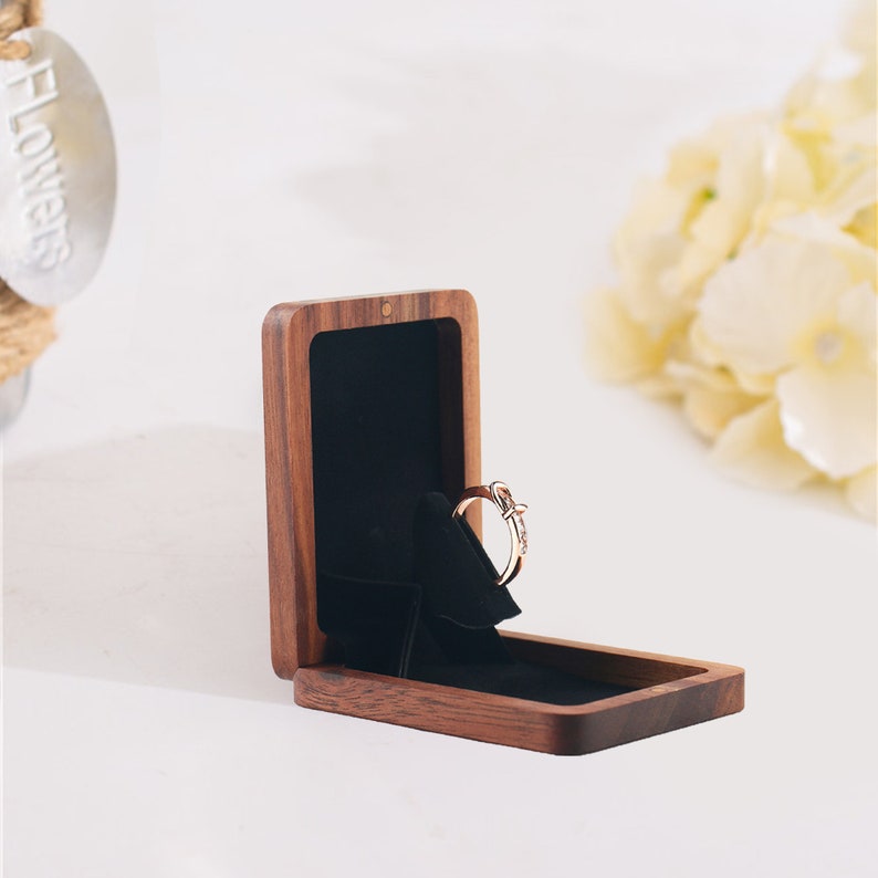 Rotating Engagement Ring Box Slim Ring Box Wooden Etsy UK