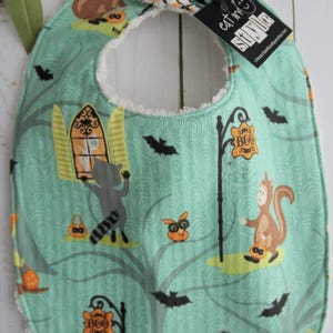 Halloween Baby Bib: Chenille Backing, Trick or Treat