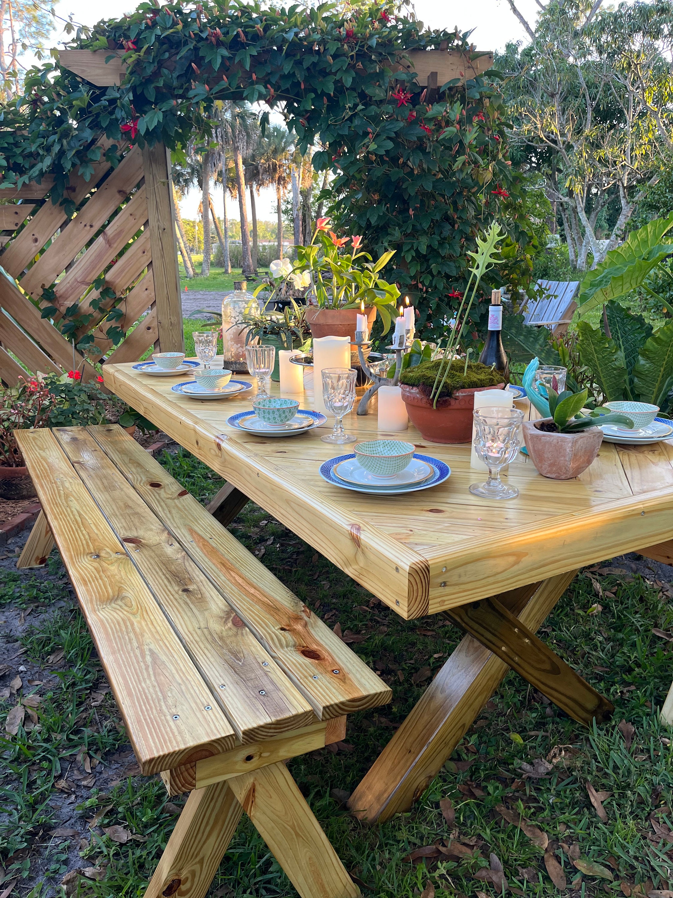 Large Wooden Picnic Table, Custom Wood Picnic Table Kit