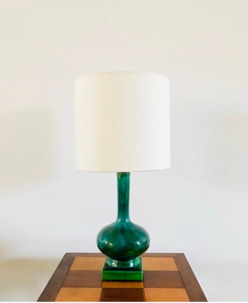 Vintage Phil Mar Green Drip Pottery Lamp Image 0