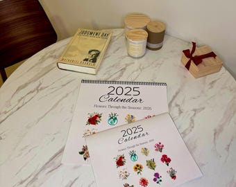Blommig väggkalender 2025 - 12-månaders botanisk planerare med trädgårdstips - 2 storlekar, perfekt blommig daglig presentplanerare för hemmet eller kontoret