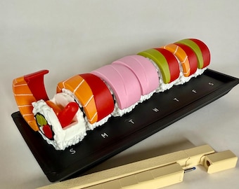 Sushi Pill Box Set with Tray Notepad and Pen Chopsticks | Sushi Keychain options | ForgeCore | Customizable | To do list