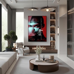 Póster de retrato ciberpunk rojo, arte con fallos, escaneo de ciencia ficción