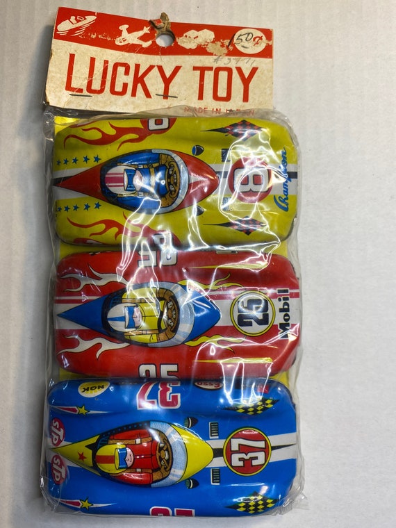 Vintage Tin Toy Race Cars Lucky Toy Japan Pack of 3 1960s | Etsy