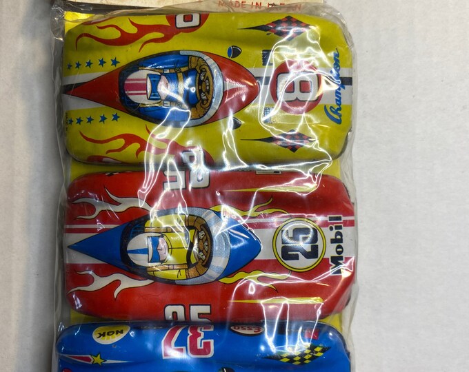 Vintage Tin Toy Race Cars, Lucky Toy Japan, Pack of 3 1960s Champion