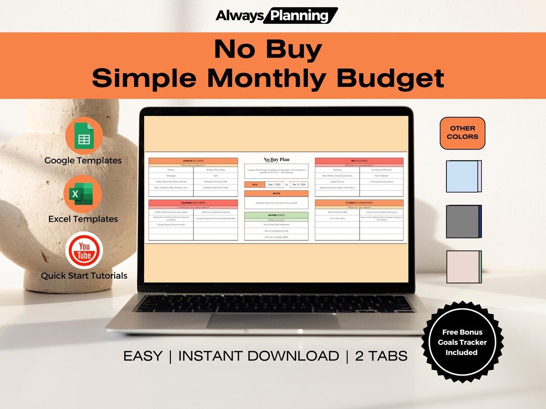 Excel Monthly Budget Google Sheets Template Monthly Budget Planner ...