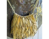 Upcycled and FULL Fringed - BoHo Leather - Recycled Leather Leaf Design