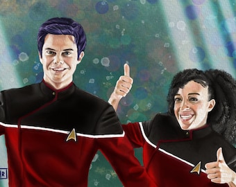 Boimler & Mariner de Lower Decks en Star Trek Strange New Worlds, pintura digital
