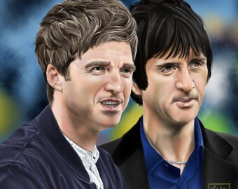 Pintura digital de Noel Gallagher y Johnny Marr