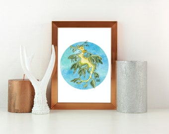 Pintura digital del dragón marino frondoso