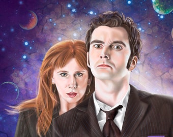 El Doctor y Donna Noble, retrato digital de Doctor Who