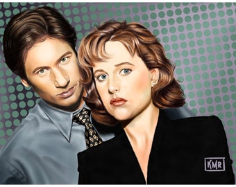 Mulder y Scully, retrato digital de Expediente X