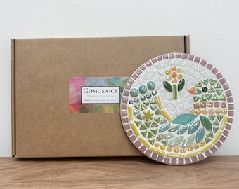 15 cm green birdy mosaic kit, DIY mosaic craft kit, craft kit, bird mosaic kit, mosaic kit, decoration kit.