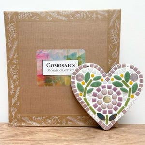 Personalised pink heart MOSAIC KIT, DIY, make your own mosaic, mosaic gift, mosaic decoration, craft kit, personalised gift.