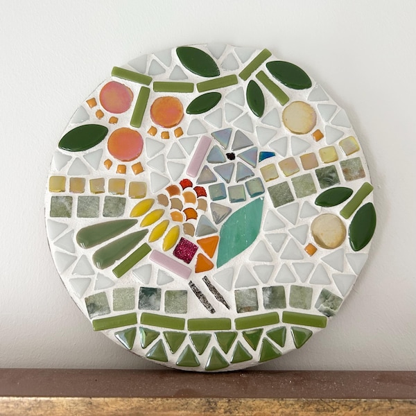 KIT de mosaico de pájaros, kit de manualidades de mosaico DIY, decoración del hogar (15 cm).