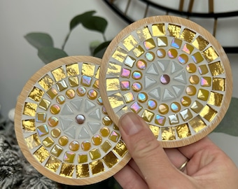2 mosaic coasters craft KIT, DIY, make your own mosaic, mosaic craft project.