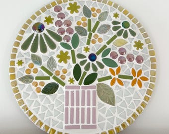 20 cm flowers in pink vase MOSAIC KIT, DIY, make your own mosaic,  mosaic gift, craft project, mosaic decoration, craft kit.