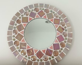 20 cm pink mirror MOSAIC KIT, DIY, make your own mosaic,  mosaic gift, craft project, mosaic indoor decor, craft kit.