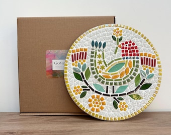 25 cm Folk bird mosaic craft KIT, DIY, make your own mosaic, craft project, mosaic decoration, craft kit.