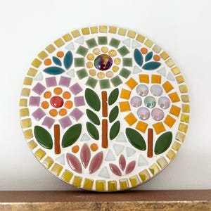 15 cm round flowers mosaic kit, DIY, make your own mosaic, mosaic craft kit, craft kit, flowers mosaic kit, mosaic kit, decoration kit.