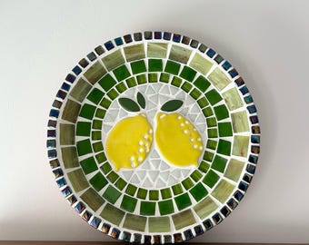 Lemons Terracotta Bowl Mosaic Kit, DIY Craft Project, 19cm Round. Make your own mosaic.