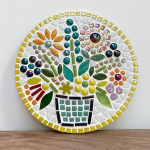 20 cm round flowers in pot mosaic craft kit, DIY, make your own mosaic decoration, craft project, mosaic decoration, craft kit, craft gift.