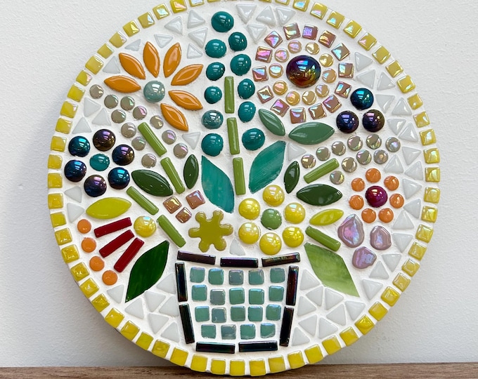 20 cm Flowers in Pot Mosaic Craft KIT, DIY Project, Make Your Own Mosaic.