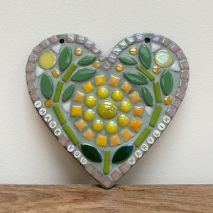 Personalised SAGE HEART mosaic kit, DIY, make your own mosaic,  mosaic gift, craft project, mosaic decoration, craft kit, personalised gift.