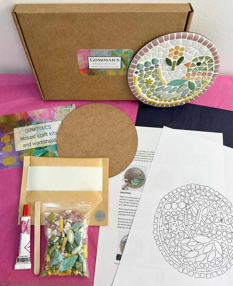 15 cm green birdy mosaic kit, DIY mosaic craft kit, craft kit, bird mosaic kit, mosaic kit, decoration kit. image 8