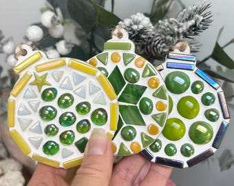 Set of 3 Christmas decorations mosaic KIT. Make your own, DIY mosaic decorations, mosaic kit present.