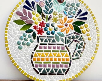 Kit de mosaico de flores grandes en jarra de 25 cm, bricolaje, crea tu propio mosaico, regalo de mosaico, proyecto de manualidades, decoración de mosaico.