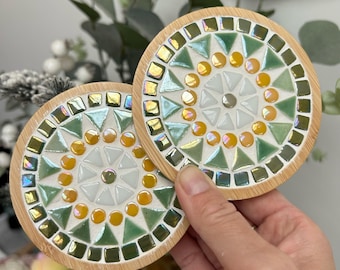 2 mosaic coasters craft KIT, DIY, make your own mosaic, mosaic craft project.