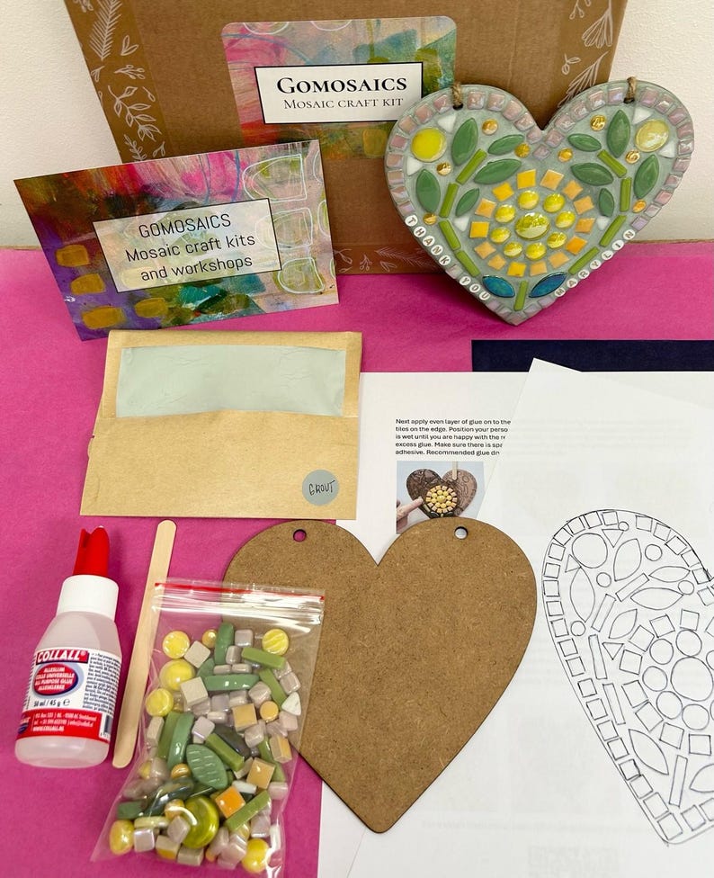 Personalised SAGE HEART Mosaic Kit, DIY, Make Your Own Mosaic, Mosaic ...