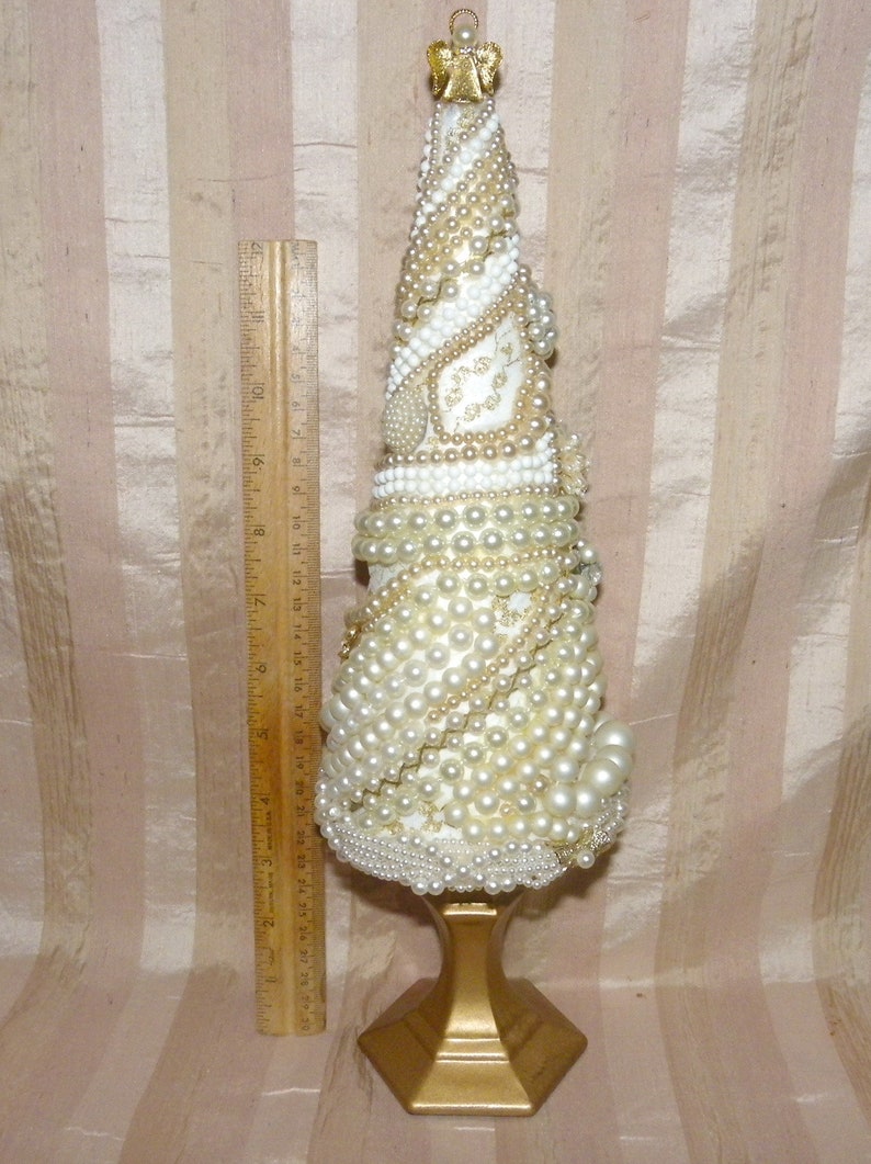 Vintage Pearl Jewelry Christmas Tree Cone Jewelry Tree on Etsy
